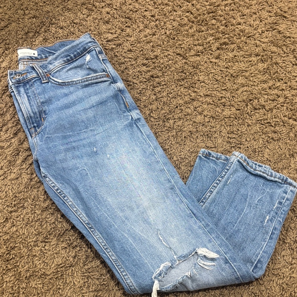 Zara Light Blue Distressed Boyfriend Jeans